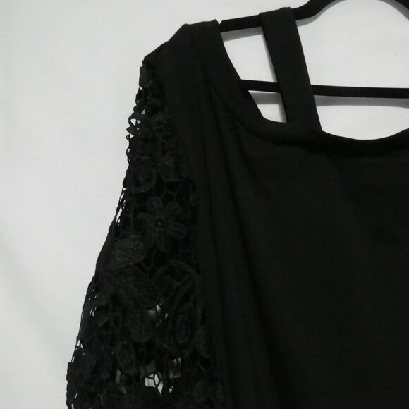 EMERY ROSE | 1XL | Black Off-Shoulder Lace Sleeve Top - Picture 9 of 14